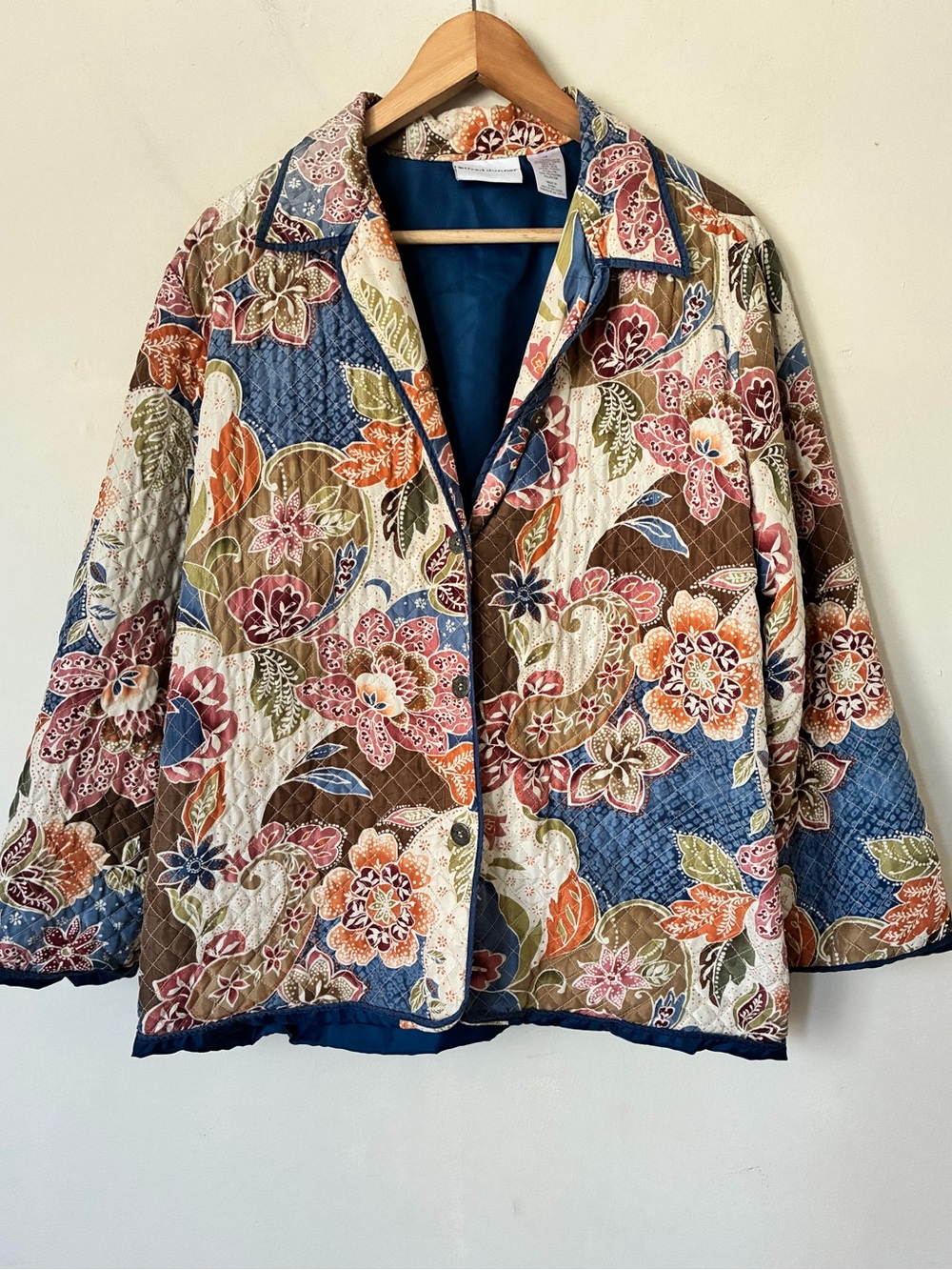 Alfred Dunner VTG Patchwork Quilted 18 Silk Jacket Floral Paisley Retro Preppy